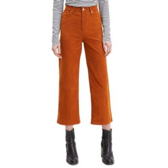 Levi's Mile High Crop Wide Leg Corduroy Pant - Rust 30 - Picture 1 of 6